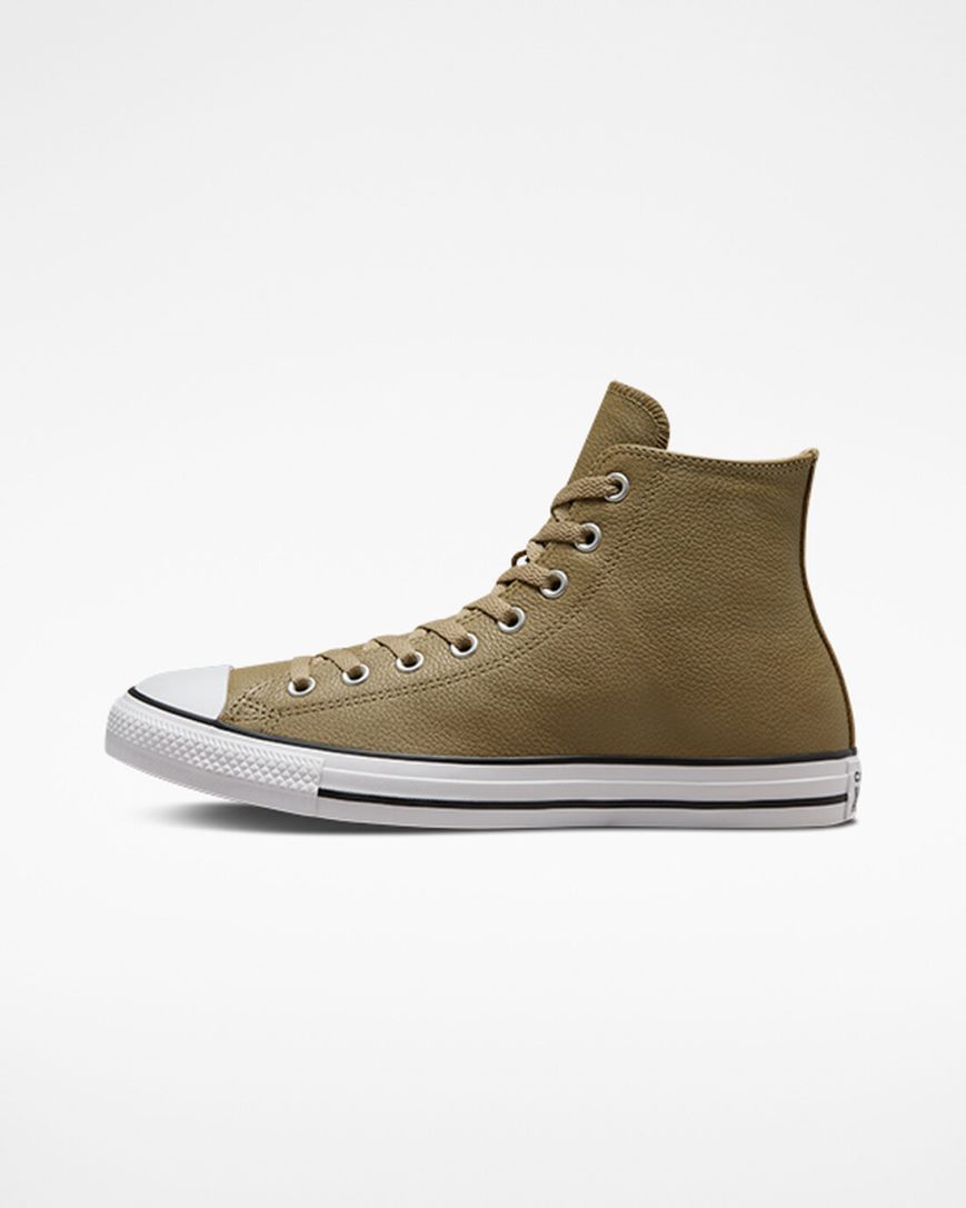 Pánské Boty Vysoké Converse Chuck Taylor All Star Læder Hnědožlutý | CZ ACFE74